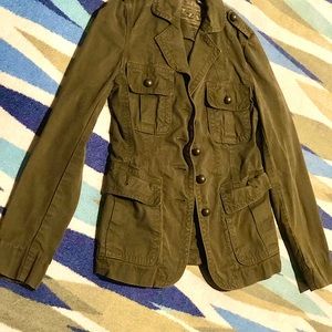 Womens Olive Green Button-Up Jacket